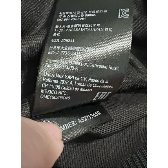 Allsaints Orten Leather Bomber Jacket Moto Cropped Lamb Leather 0 - Picture 12 of 12